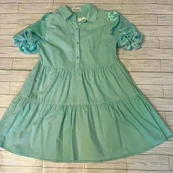 NWT Peach Love Western Sequin Sleeve Dress - Picture 2 of 5